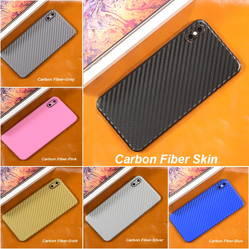 3D Carbon Fiber  Leather Wood Skins Protective Phone Back Cover Sticker For iPhone XS MAX XS X 8 Plus 7 6 6S Plus Back Sticker (21)