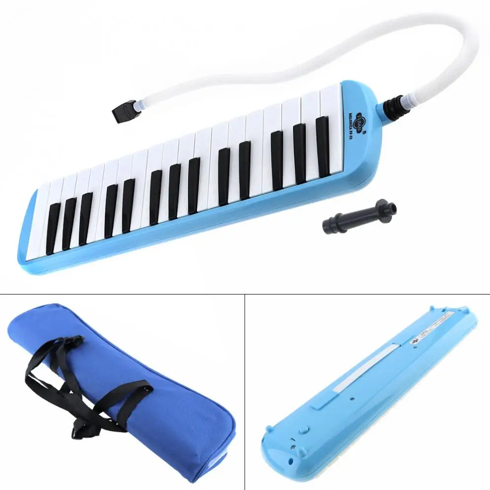 

32 Key Blue Harmonica Melodica Teaching Instrument with Deluxe Carrying Case for Beginner