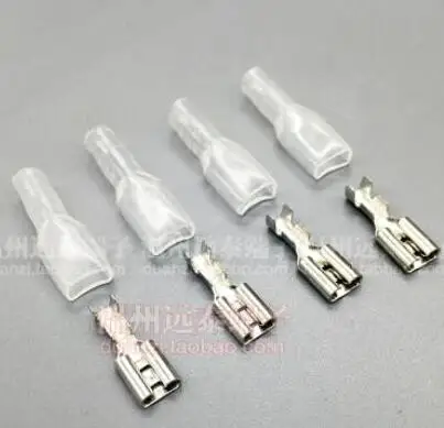 

free shipping 100PCS Pluggable copper connectors 4.8 plug spring terminal female connector plug spring jacket