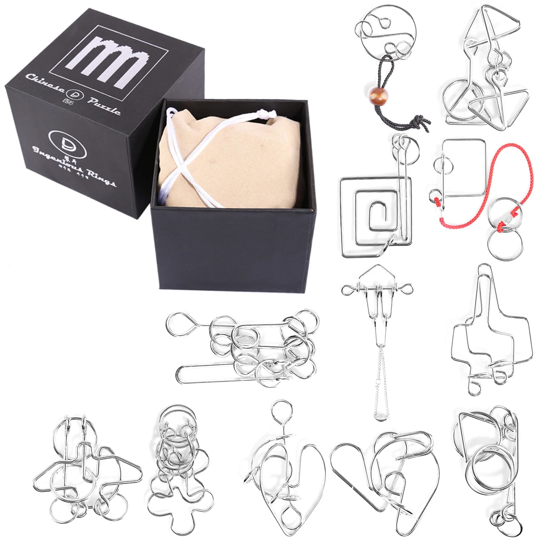 

Utoysland 12pcs/set Metal Puzzle Wire Iq Mind Brain Teaser Puzzle Kids Game Toys For Children Adults Montessori Toys ABC Type