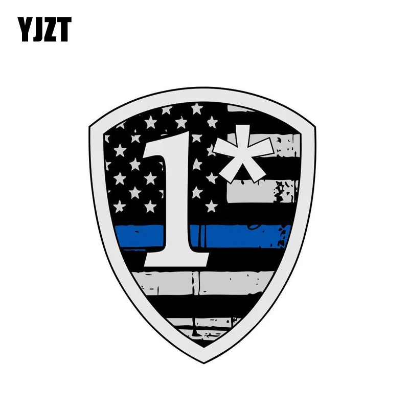YJZT 11 см * 13 5 автомобильные аксессуары Полицейская тонкая синяя линия 1 наклейка