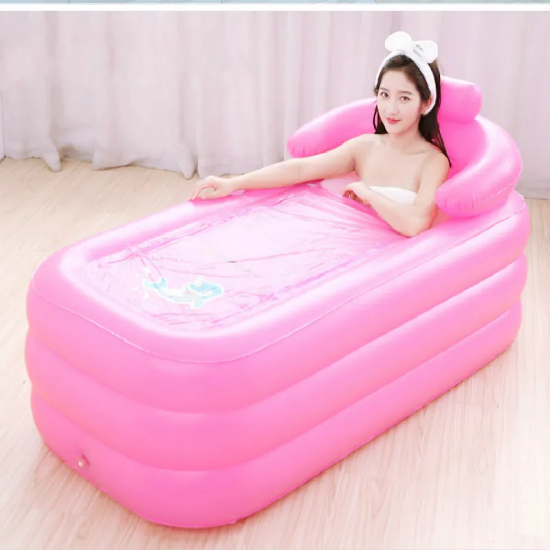 

Korean Style Lovely Household Adult/Children Inflatable Bathtub Thickening Large Folding Bath Barrel High Quality PVC Material