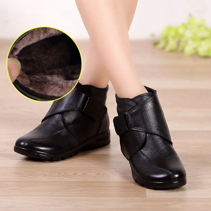 Женские ботинки из натуральной кожи на плоской подошве|shoes boots women|boots armyboot shoe service |