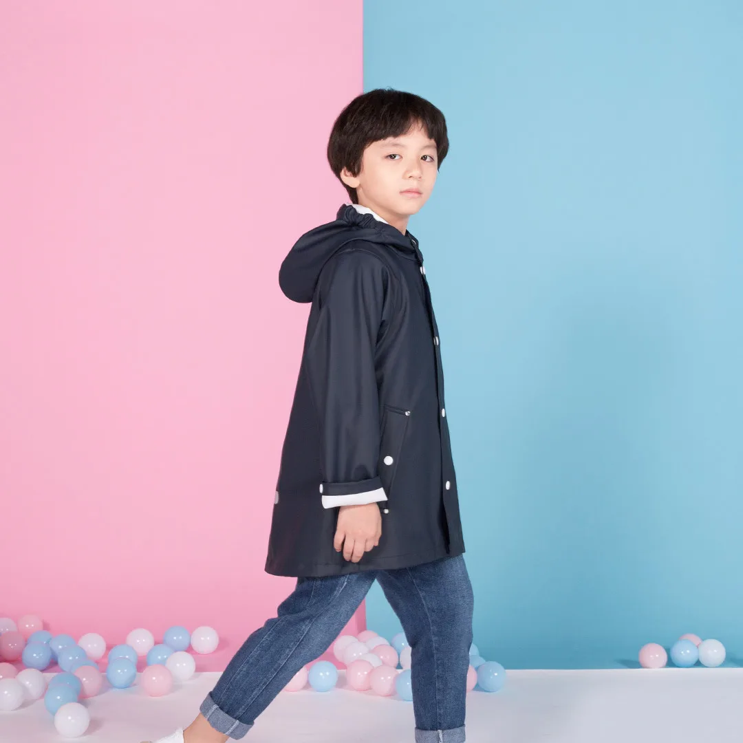 Xiaomi Mijia Qihao/детский городской плащ-дождевик для мальчиков, дождевик для девочек, зеленый водонепроницаемый плащ-ветровка из искусственной кожи, детская куртка - Цвет: boy Navy 140-68