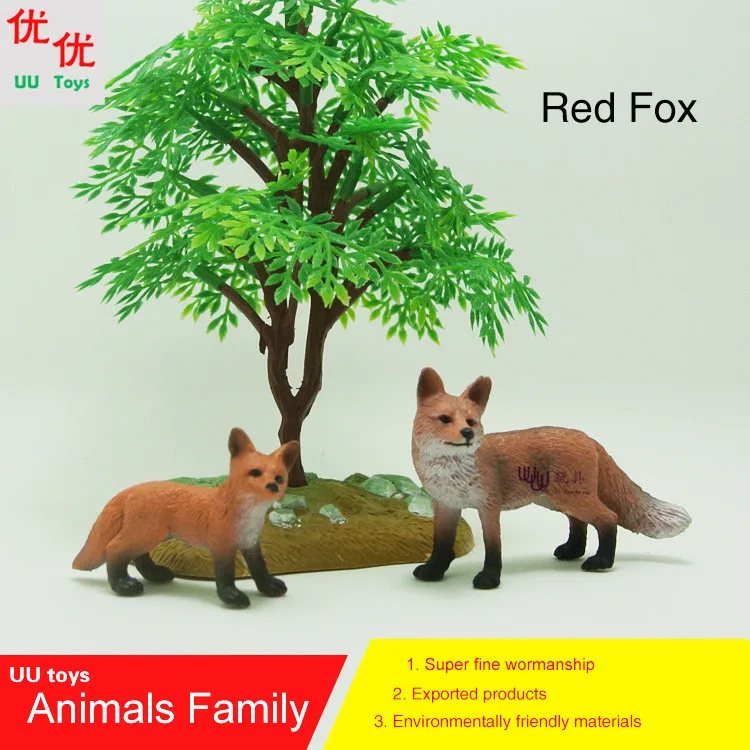 Hot toys: Red Fox (Silver Fox, Cross Fox)  family pack Simulation model  Animals   kids  toys children educational props
