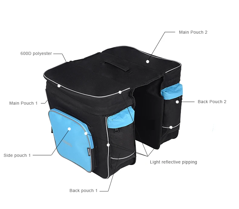 Flash Deal ROSWHEEL Bicycle Carrier Bag 30L Rear Rack Trunk Bike Luggage Back Seat Pannier Two Double Bags Outdoor Cycling Saddle Storage 1 2