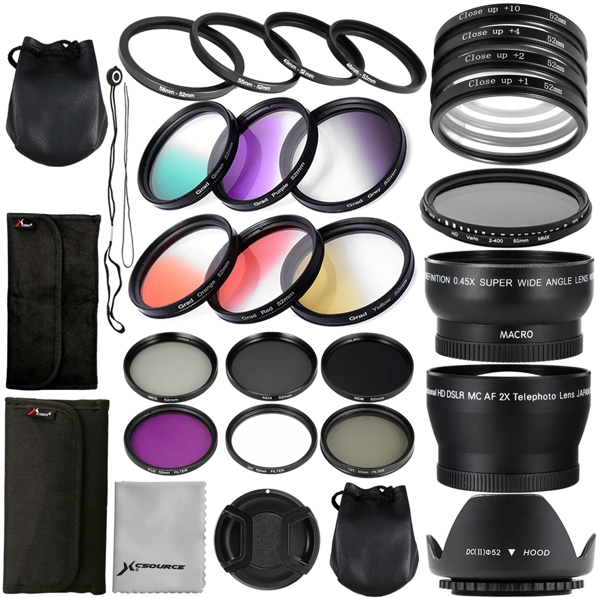 52mm Complete Lens Filter Set for Nikon D7100 D7000 D5300 D3300 D800