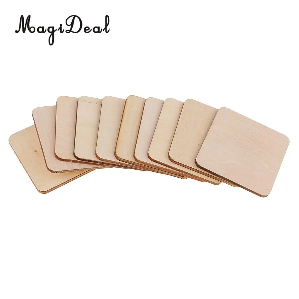 50mm 80mm 120mm Wooden Square MDF Unfinished Wood Pieces Blank Plaque for DIY Craft Pyrography Embellishments