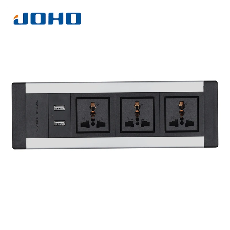 JOHO Desktop Sockets 3 Sockets Dual USB Charger 250V 10A/16A Universal