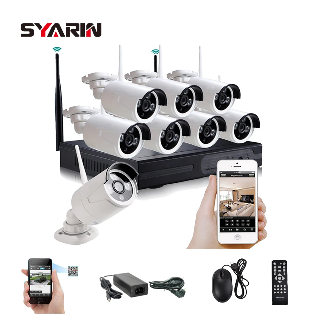 

SYARIN Home 8CH CCTV System HD Wireless NVR 8pcs 960P 1.3MP Waterproof IP WIFI Camera Security Safety Kit 8channel