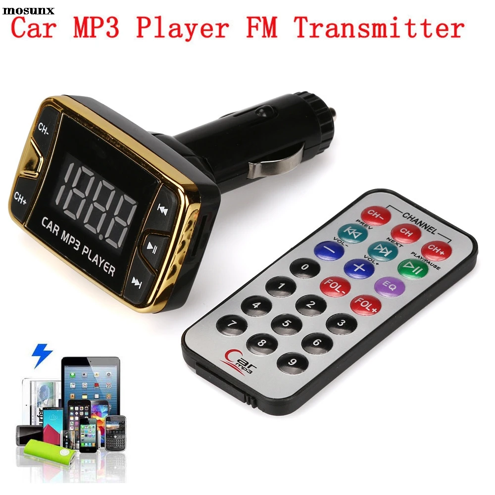 Mosunx MP3 плеер беспроводной fm передатчик модулятор автомобильный комплект USB SD TF MMC