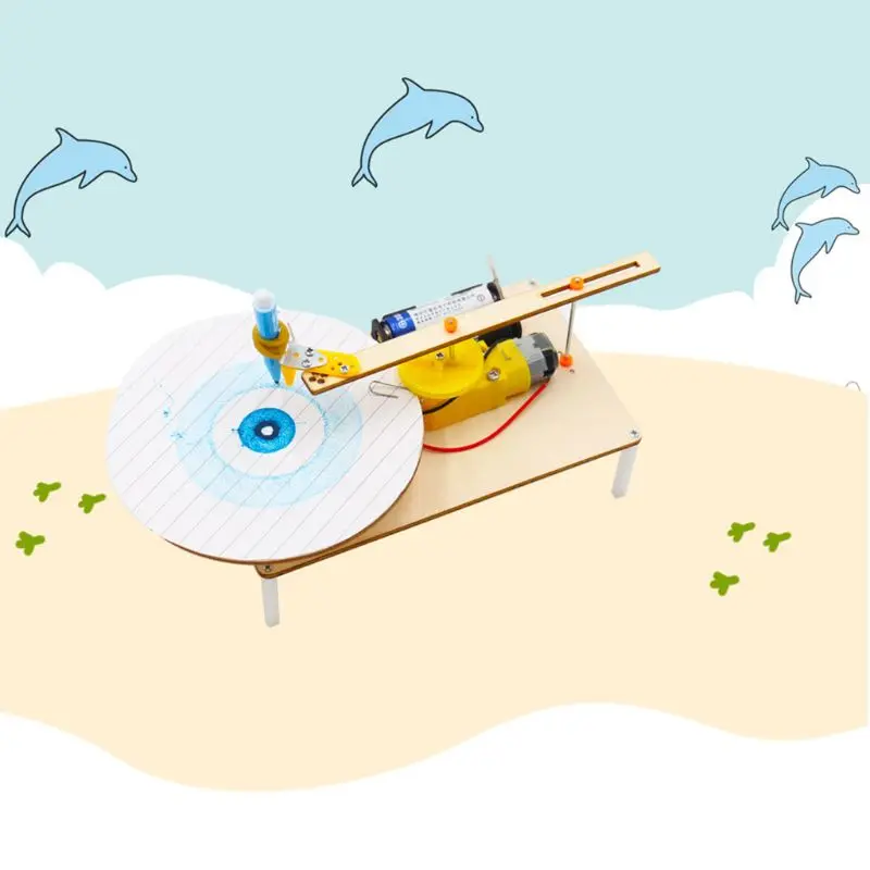 low cost  Creative DIY Electric Plotter Drawing Assembled Kits Children Handmade Graffiti Toy Science Apparat