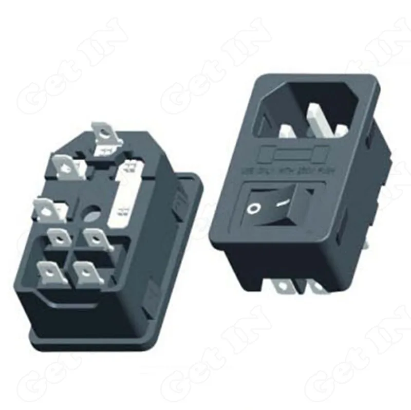 50PCS AC 10 3 in 1 Environmental AC DC Power Jacks with Fuse ON/OFF