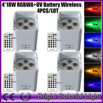 

4XLOT DMX Wireless Battery Powered LED Par Light RGBWA+UV 6in1 Color Led Wash Light DJ Lights Uplights IRC recmote Control