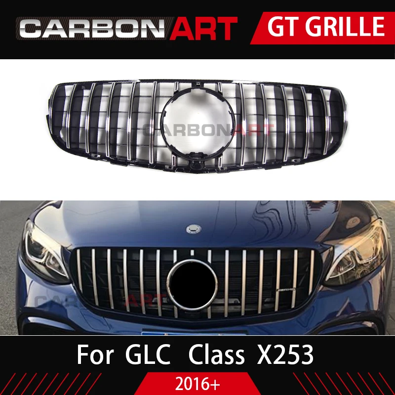 

GLC X253 AMG-style Front Racing Mesh Grill for Mercedes X253 GLC200 GLC250 GLC300 GlC450 Sport Version Silver 2017+