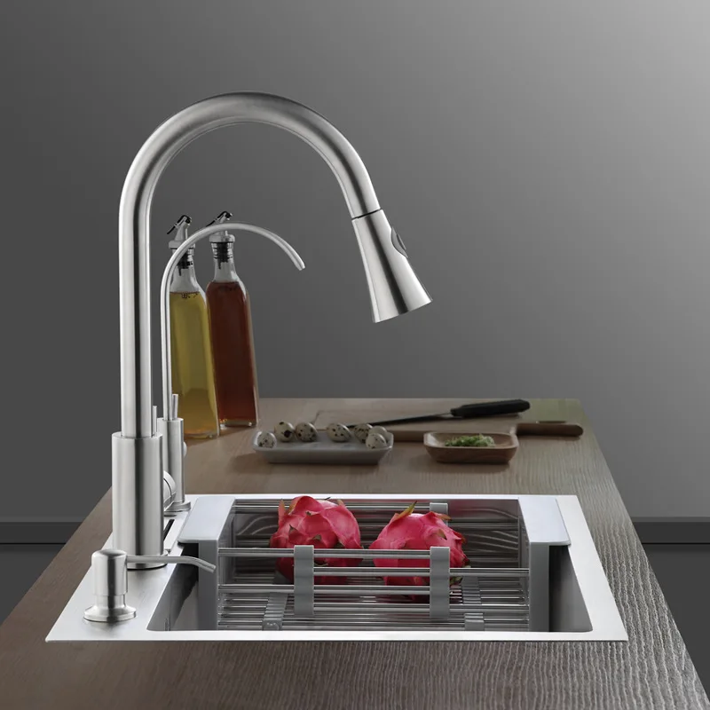 304 Stainless Steel Manual Flume Kitchen Sink Dishwasher Vegetable