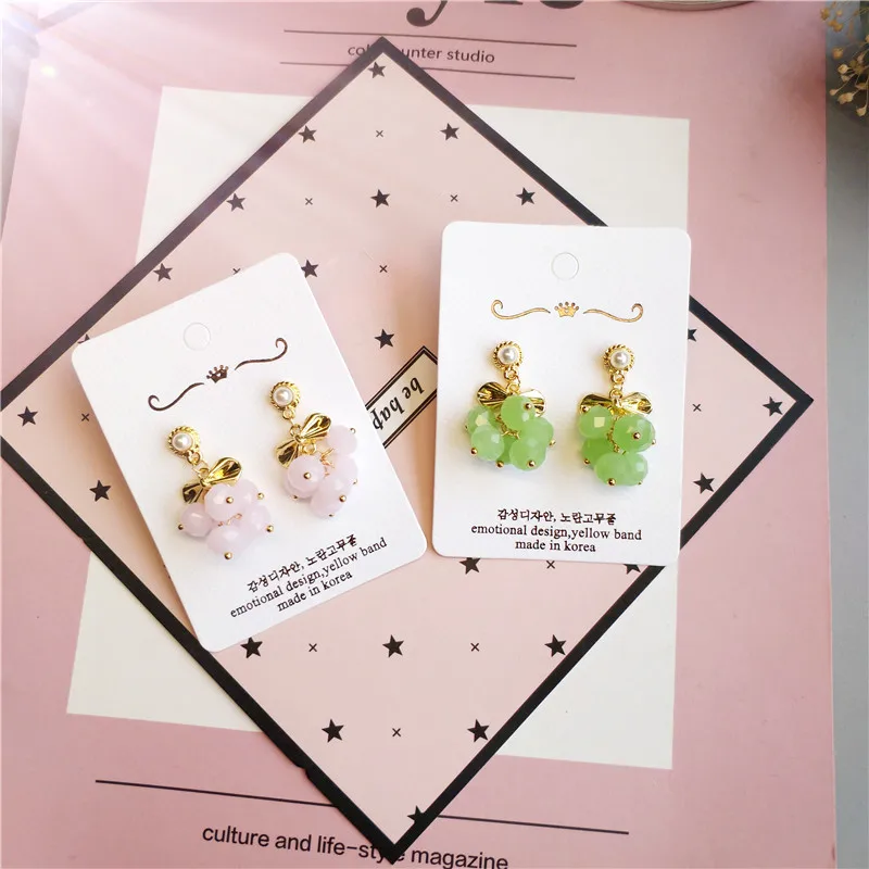 

Korea Handmade Cute Crystal Grape Bow knot Women Drop Earrings Dangle Earrings Fashion Jewelry Accessories-JQD5