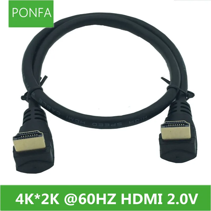 HDMI 2,0 локтевой кабель 4K* 2K@ 60HZ HDMI 2,0 V папа вниз или вверх под углом к HDMI v2.0 папа вверх и вниз угол кабеля 30 см 60 см 1,8 м 1 фут 2 фута