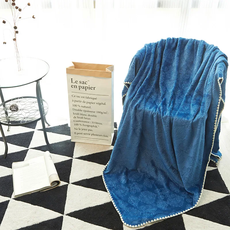 

Home Textile Washable Quilts Bed Cover Bedspread Portable Air Conditioner Summer Quilt Throws Solid Flannel Embossing Blanket