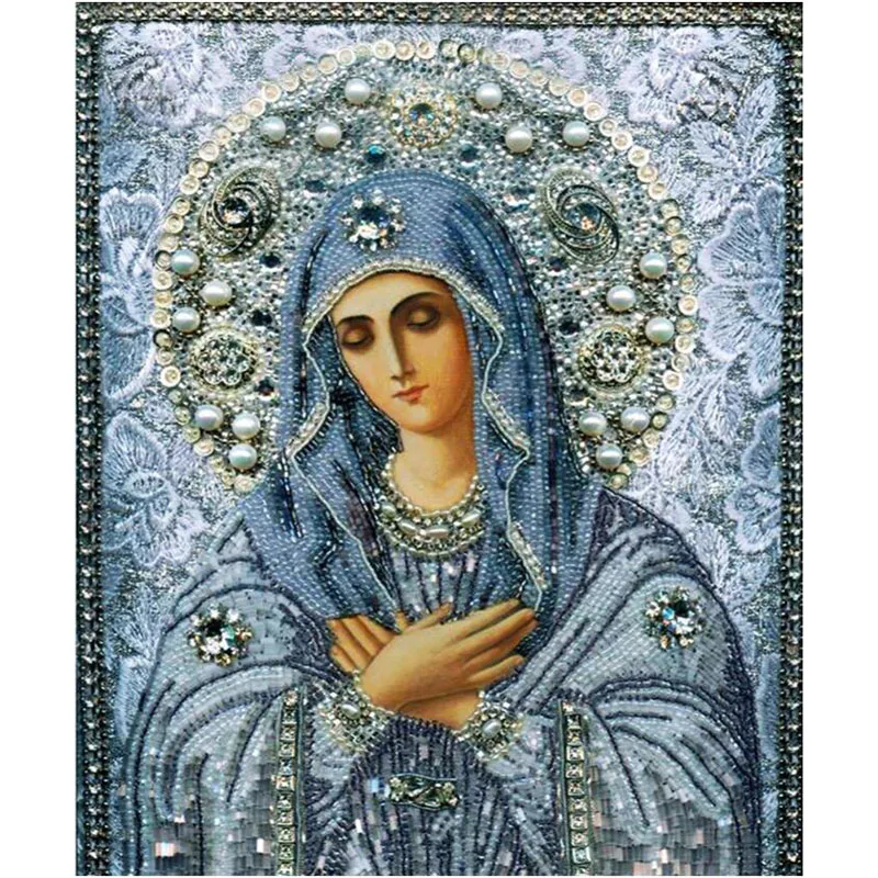 5D Diy квадратная алмазная живопись религия Святого Марии и женщины круглая Алмазная мозаика икона ремесла вышивка крестиком v256