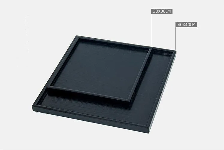 8 Size Black Wood Dinning Bread Breakfast Tray Serving Trays Dessert Cake Cupcake Fruit Tea Tray 1PC W0042