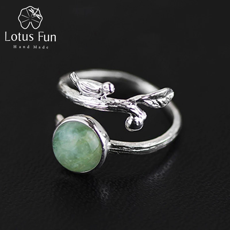

Lotus Fun Real 925 Sterling Silver Natural Beryl Stone Creative Handmade Designer Fine Jewelry Vintage Rings for Women Bijoux