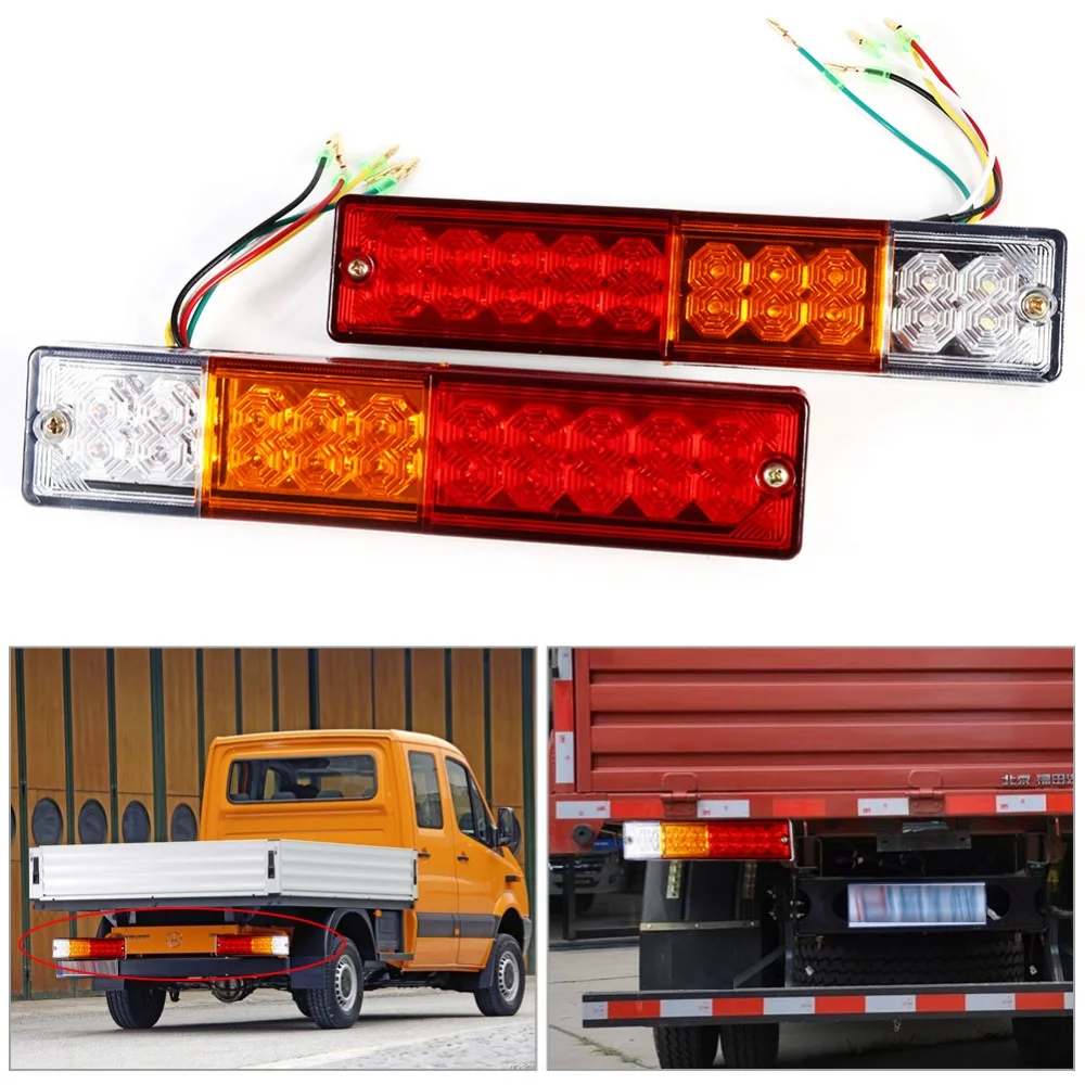 2pcs LED Stop Rear Tail Brake Reverse Light Turn Indiactor 12V 24V ATV Truck Trailer font