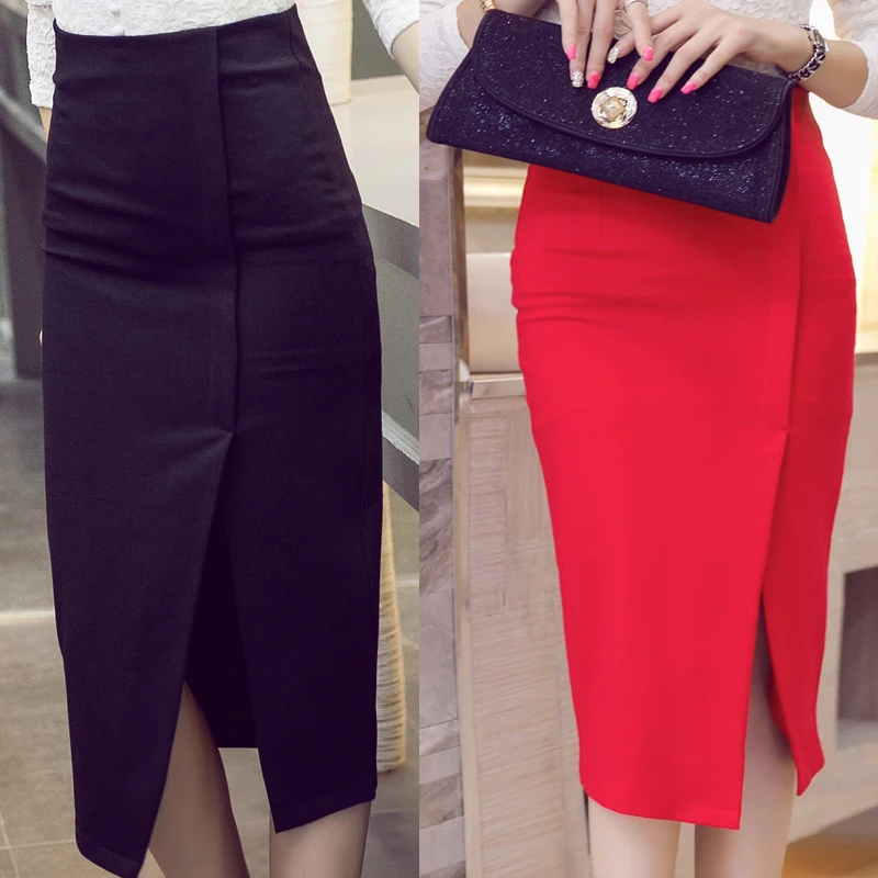 Женская юбка карандаш средней длины с высокой талией|stretch skirt|fashion pencil skirtpencil skirt |