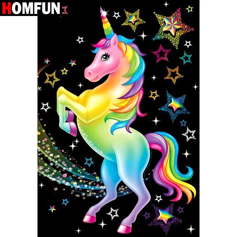 HOMFUN Full Square/Round Drill 5D DIY Diamond Painting "Cartoon Horse" Embroidery Cross Stitch 3D Home Decor Gift A12408 BK001 diamond painting diamond painting accessories