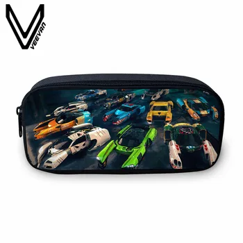 

VEEVANV New Children School Stroage Bag Fashion Crash Car Printing Wallets Men Cool Pencil Case 3D Cartoon Pen Pouch Large Purse