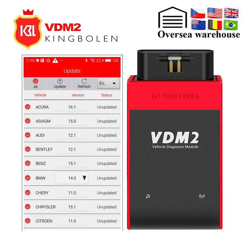

UCANDAS VDM2 full systems Auto Diagnostic Scanner Newest V3.9 Wifi On Android VDM II update free Better than M diag