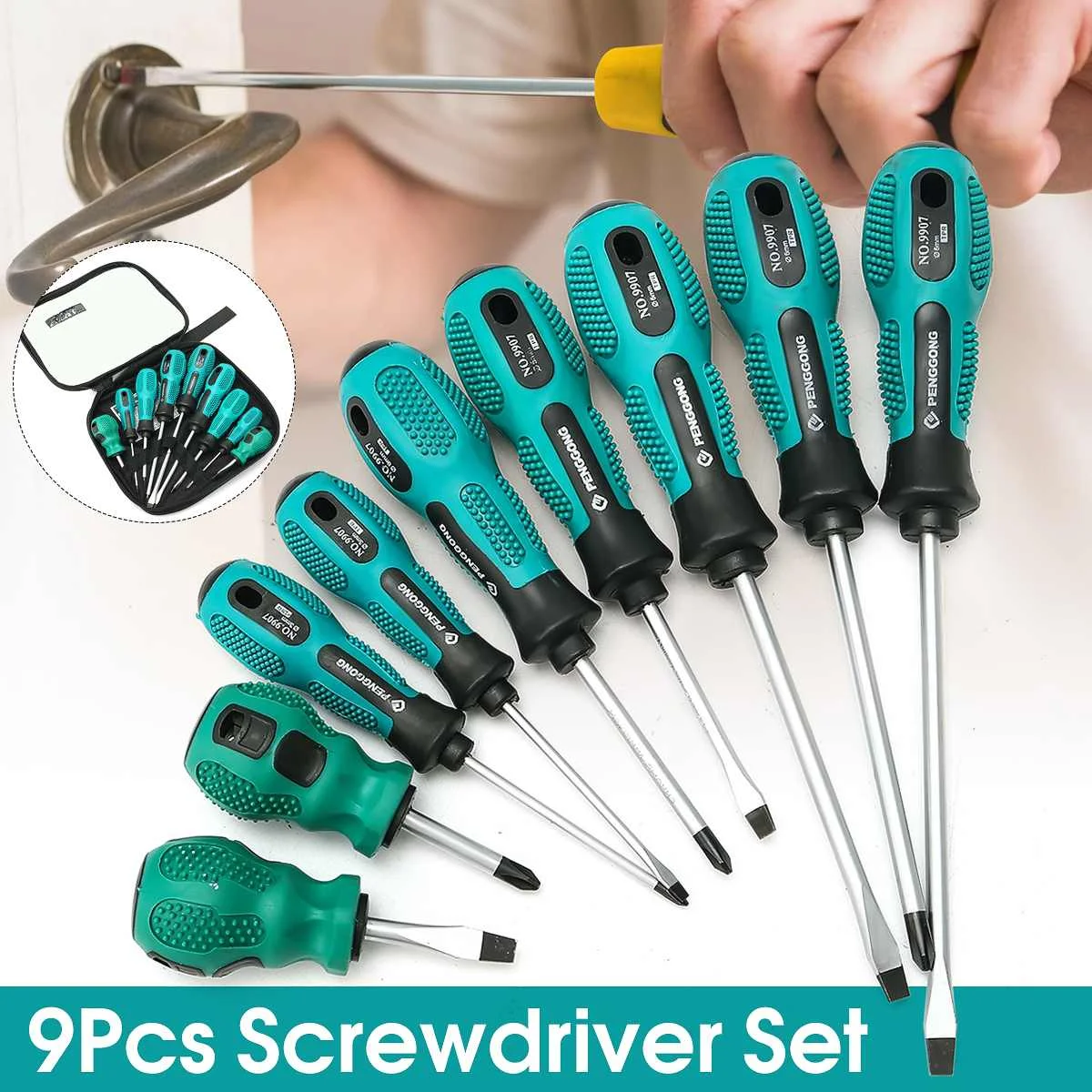 

9pcs/Set Slotted & Phillips Screwdrivers Chrome Vanadium Steel DIY Repair Tool Set Multiple Tools Repair Screw Driver Tool