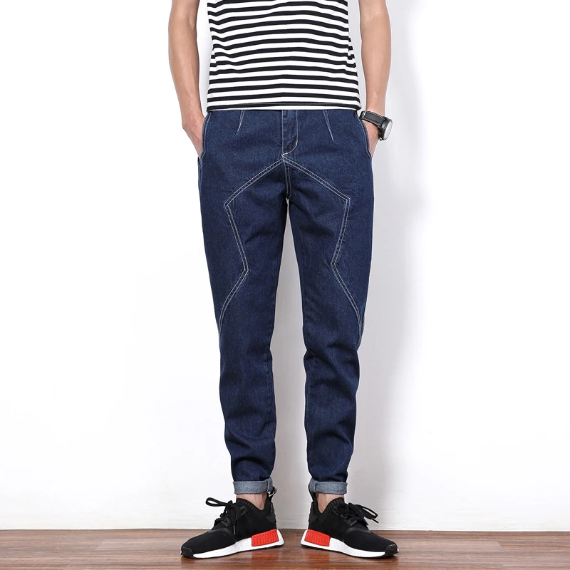 Осенние мужские джинсы цветные мужская линия синие джинсовые брюки размера плюс