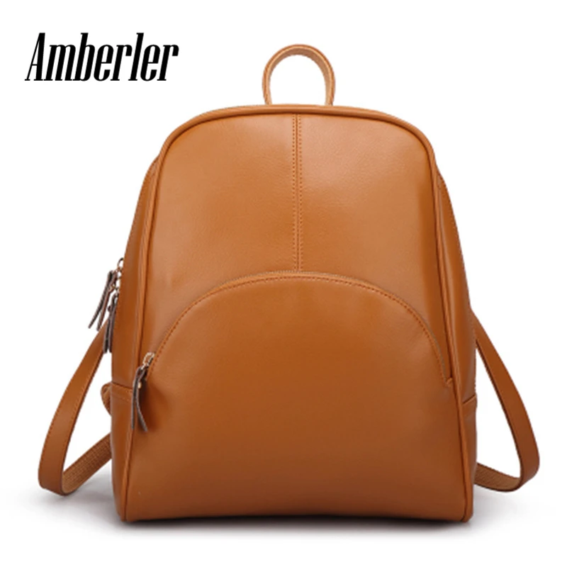 

Amberler Women PU Leather Backpack Small School bags For Teenage Girls Backpacks Fashion Ladies Zipper Travel Laptop Bag Female