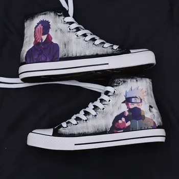 

Plus size 45 Men Hand-painted Canvas shoes Naruto Cosplay Shoes Halloween Sasuke Uchiha Cosplay boots X9089