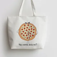 Вы хотите пиццы Me Аниме Холст Tote сумки Сумка для покупок с персонажем из мультфильма школьная сумка многоразовый шоппер продуктовый мешок GA1262