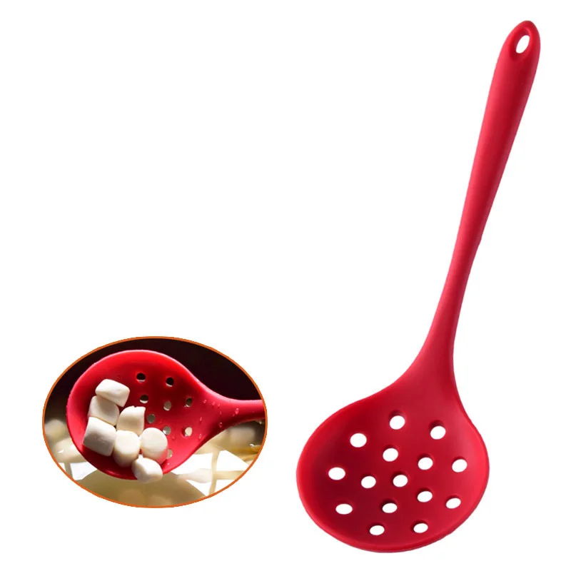

1 Pc Slotted Spoon Skimmer Spatula Silicone Slotted Spoon Skimmer Spoon Strainer Ladle with Long Handle kitchen utensils