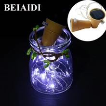 Beiaidi 10 шт. 1 м 10 светодиодный пробка Солнечный светодиодный свет шнура бутылки вина Медный провод Фея гирлянды свет шнура для Рождество свадьбы