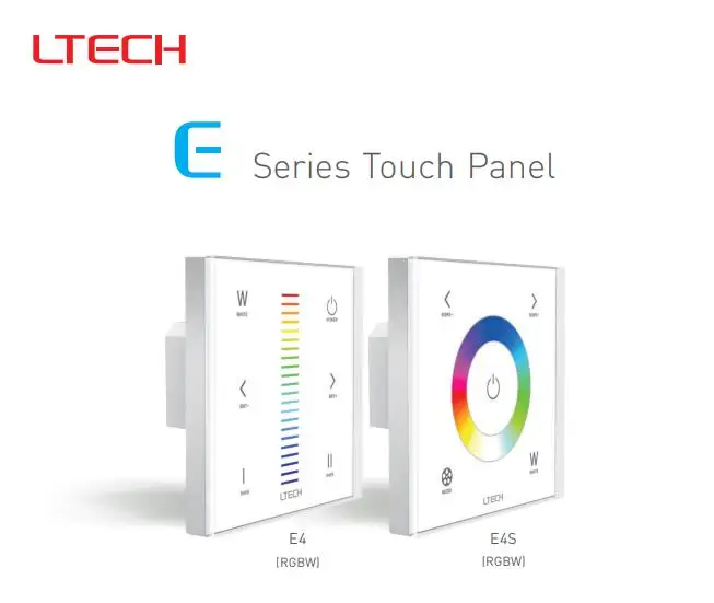 

Free shipping LTEHC E4 E4S DC12V-24V RF 2.4GHZ 3A X 4CH 12A RGBW LED Touch Panel Controller For 5050 led strip light tape ribbon