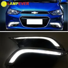 Lampever led drl Дневной ходовой светильник, светильник для вождения, противотуманная фара для chevrolet chevy sonic aveo-15 с желтым поворотом, светильник