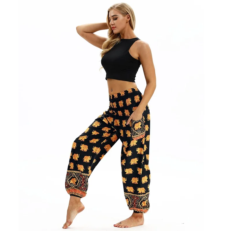 Raisvern женские свободные тайские шаровары, Boho Festival Hippy Aladdin Smock, брюки с высокой талией, Pantalon Femme, повседневные шаровары