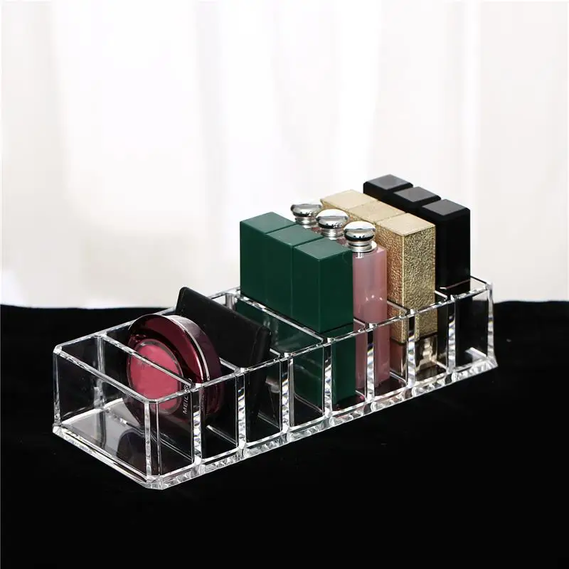Caixa de Armazenamento de Cosméticos Novo Treliça Claro Acrílico Eyeshadow Batons Titular Prateleira Compõem Ferramentas Maquiagem Escova Organizador Case 2021 8 3 Cheap Aplicador de sombra