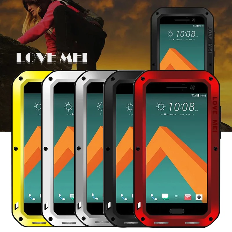 imágenes para Amor Mei caso para HTC M10 de metal a prueba de agua A Prueba de Golpes caja del teléfono contraportada casos para htc 10 de Vidrio Templado imágenes para Amor Mei caso para HTC M10 de metal a prueba de agua A Prueba de Golpes caja del teléfono contraportada casos para htc 10 de Vidrio Templado