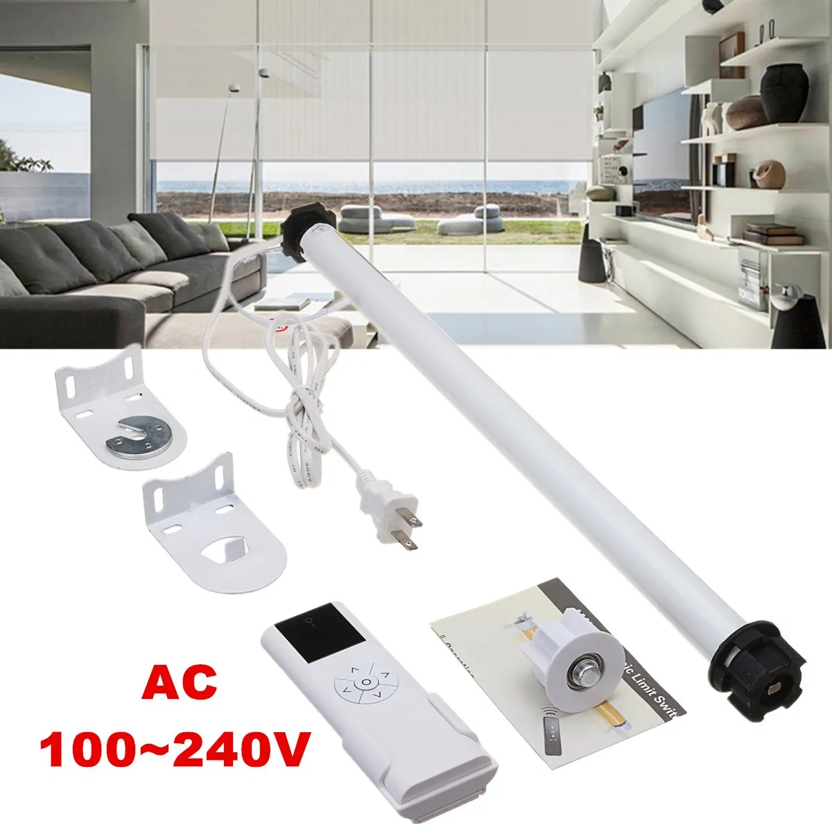 

AC 100-240V DIY Electric Roller Shade Tubular 25mm Motor with Remote Control Home Decoration for Curtain Shade Roller Blinds