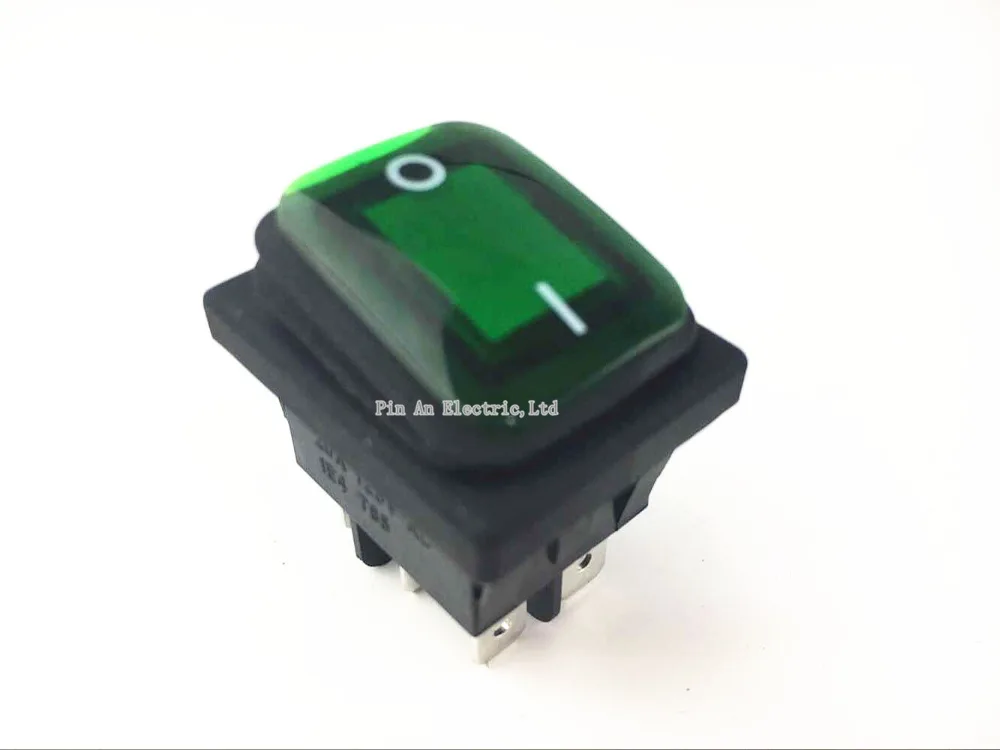 6 Pin Canal R Series Rocker Switch Green Double Pole 20A 16A 125V 250V 