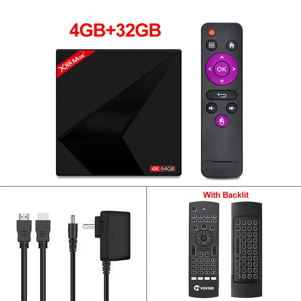 4K Android 9,0 ТВ приставка X88 MAX Plus 4 Гб ОЗУ 64 Гб ПЗУ RK3318 пятиядерный 2,4G/5G Wifi BT4.0 USB3.0 X88MAX+ потоковый медиаплеер - Цвет: 4G32G add backli mx3