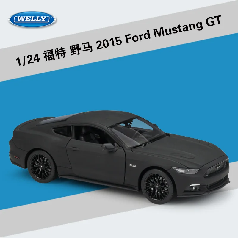 WELLY 1:24 Масштаб литья под давлением высокая моделирующая модель игрушечного автомобиля металлический Ford Mustang GT классические Автомобильные Игрушки из сплава для мальчиков Коллекция подарков - Цвет: Matte black