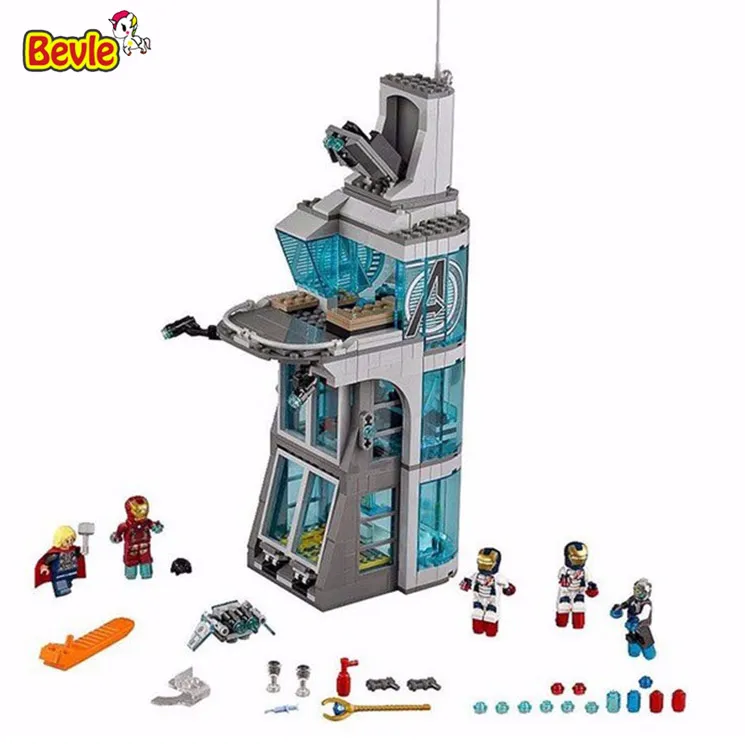 

Decool 7114 Super Heroes Aegis Bureau headquarters Attack On Tower Brick Building Block Compatible with Legoings Avengers