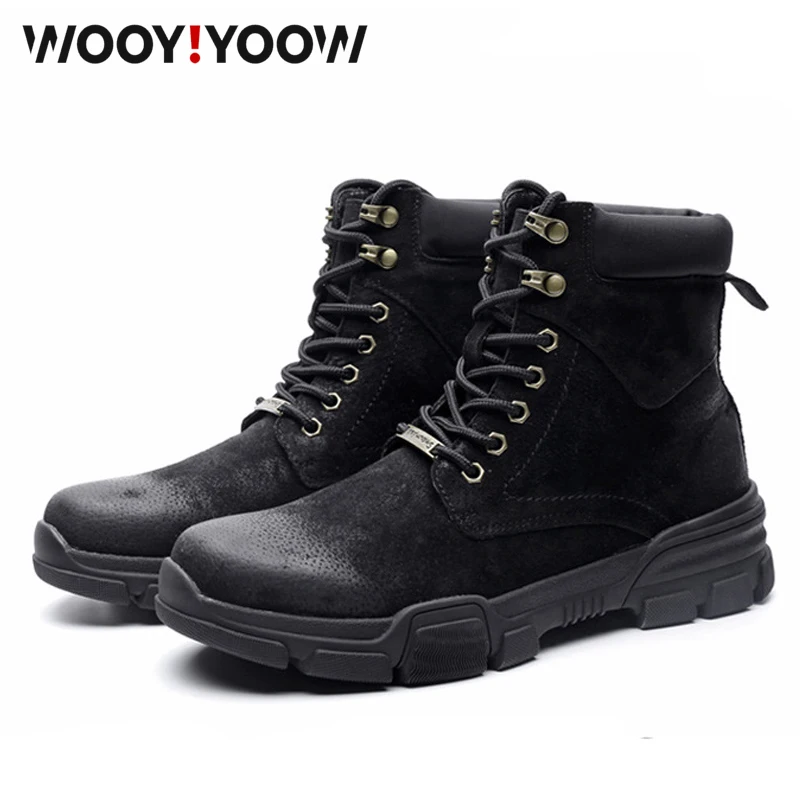 

Men's Leather Military Boots Motorcycle Lace-up Work Safety shoes Desert Tactical Martin Boots Spring and Autumn Big Size 38-48