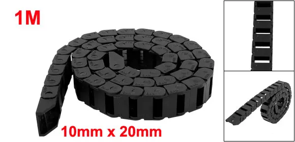 

UXCELL Hot 10x20mm Black Plastic Drag Chain Cable Wire Carrier Waterproof Low Noise 1M/3.28ft Length for CNC Machine Tools